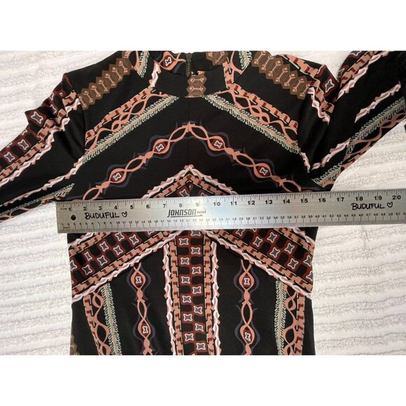 Free People Womens Stella Black Print Long Sleeve Mini Dress Mock Neck Rayon - Picture 6 of 9
